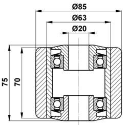85x70/75-20 Rolka nośna tandem Linde Atlet