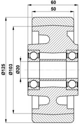 125x50/60-20 Koło podporowe STELLANA Powerthane