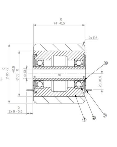 85x74-12 Rolka tandem Vulkollan BT 215184 220212
