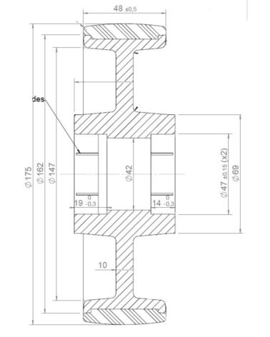 175x48/60 (47x19, 47x14) Koło skrętne nylon / poly