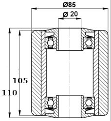 85x105/110-20 Rolka nośna Linde 0009903532