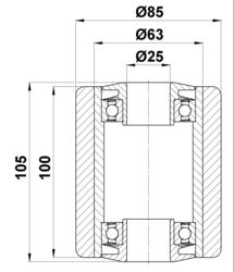 85x100/105-25 Rolka Nośna Poliuretan JH 27631330