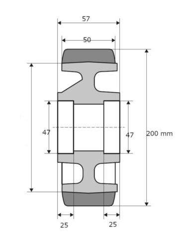 200x50/57 (47x25) Koło Alu/Poliuretan paleciak