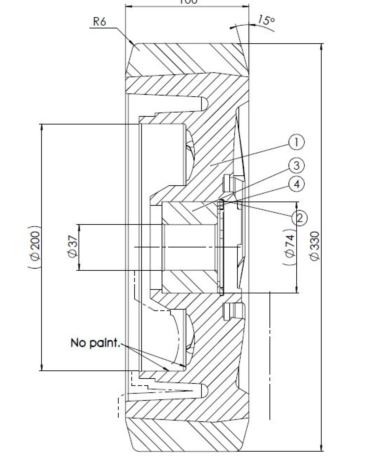 330x100 Koło nośne Vulkollan Crown 816357