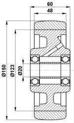 150x48/60-20 Koło podporowe Vulkollan