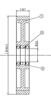 300x50-50 Koło nośne NDI BT 185554