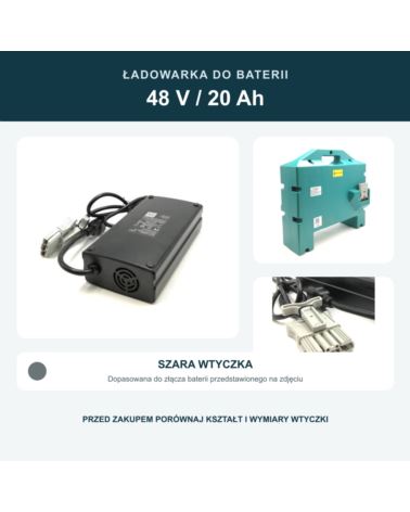 Ładowarka baterii Li-on 48V 20Ah szara wtyczka